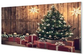 Sklenený obraz Darčeky Vianočný strom dekorácie dosky 120x60 cm