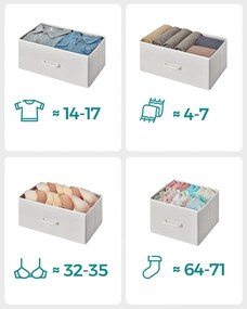 Komoda so 7 látkovými zásuvkami, kovový rám, farba dub a biela