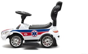 Detské odrážadlo so zvukom a vodiacou tyčou Baby Mix AMBULANCE biele