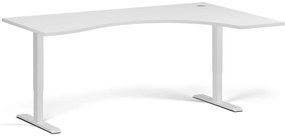 Ergonomický výškovo nastaviteľný stôl, 180x120 cm, 1 motor, L/P, biela podnož, biela