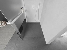 Mexen Kioto+ L, sprchová zástena Walk-In s poličkou a vešiakom 80 x 200 cm, 8mm číre sklo-námraza, biely profil, 800-080-123-20-35