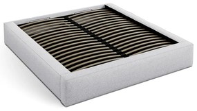 Svetlosivá čalúnená dvojlôžková posteľ s úložným priestorom s roštom 160x200 cm Simon – Micadoni