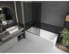 Mexen Next, 1-krídlová vaňová zástena 100 x 150 cm, 6mm šedé sklo, zlatá matná, 895-100-000-00-40-55