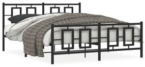 Kovový rám postele s čelom a podnožkou čierny 150x200 cm 374261