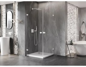 Mexen Lunar-B Duo, výklopný sprchový kút 75 x 75 cm, 8mm číre sklo, biely profil, 832-075L-075P-20-00