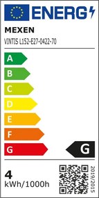 Mexen Vintis, LED filamentová žiarovka E27, ST64, 4 W, teplá biela 2200K, dymová, L152-E27-0422-70