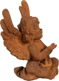 Dekoratívna hrdzavá figúrka anjel sediaci - 9*8*12 cm