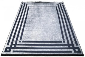 Sivý trendový koberec s protišmykovou úpravou a geometrickým vzorom Šírka: 80 cm | Dĺžka: 150 cm