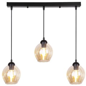 Candellux Čierno-hnedý závesný luster Aspa pre žiarovku 3x E27 33-00606