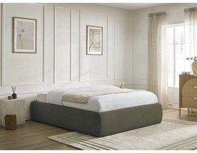Tmavozelená čalúnená dvojlôžková posteľ s úložným priestorom/bez čela s roštom 180x200 cm Inera – Bobochic Paris