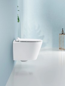 Cerano Norbi, závesná WC misa Rimless 485x365x360 mm + UF toaletné sedátko, biela lesklá, CER-CER-417380