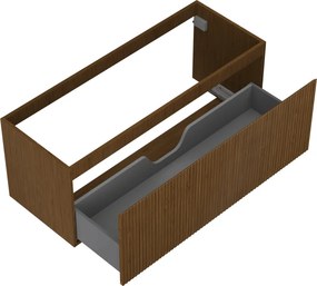 Mexen Rivel, kúpeľňová skrinka pod umývadlo 120 cm, 1 zásuvka, drážkovaná, orech, 91A20-12047-1-BF86