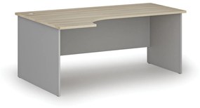 Kancelársky rohový pracovný stôl PRIMO GRAY, 1800 x 1200 mm, ľavý, sivá/dub prírodný