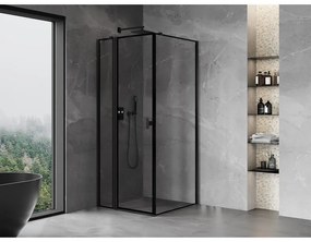Mexen Mist T, sprchový kút s krídlovými dverami, ľavý, 70 x 70 cm, 8mm číre sklo, čierny profil, 8A4T-070-070-70-70-L