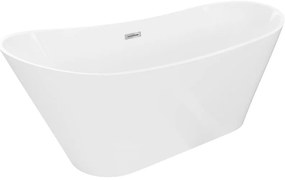 Mexen Dora, voľne stojaca vaňa 160 x 75 cm, biela, chrómový prepad, 52071607500-01