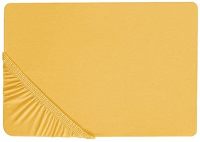 Bavlnená posteľná plachta 160 x 200 cm žltá JANBU Beliani
