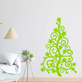 Veselá Stena Samolepka Vianočný strom hviezda Farba: zelená, Veľkosť: 40 x 25 cm