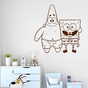 Veselá Stena Samolepka SpongeBob a Patrick Farba: hnědá, Veľkosť: 40 x 40 cm