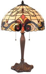 Stolná lampa 5925 v štýle Tiffany, krémovo červená