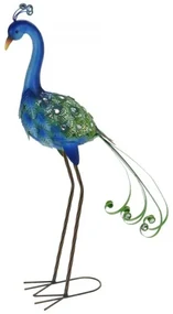 Kovový páv v modrej farbe 80 cm