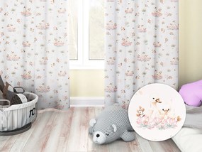 Biante Bavlnený záves Sandra SA-610 Labute medzi leknami na bielom 150x140 cm