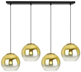Závesné svietidlo Bergen Gold, 4x zlaté/transparentné sklenené tienidlo (fi 15cm)