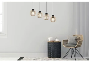 Závesné svietidlo Timber 8, 4x drevené tienidlo