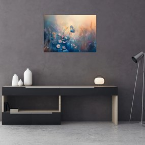 Sklenený obraz - Lúka s motýľom (70x50 cm)