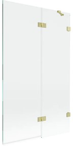Mexen Lunar, 2-krídlová vaňová zástena pravá 110 x 150 cm, číre sklo, zlatá matná, 897-110-100-55-00-P