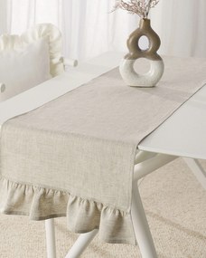 Bežec s volánom 40x160 cm farba produktu béžová látka polopriehľadný, zapletaná, ľanová