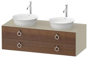 DURAVIT White Tulip závesná skrinka pod dve umývadlá na dosku, 2 zásuvky, 1300 x 550 x 408 mm, americký orech masív/taupe vysoký lesk, WT4993B77H3