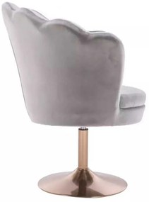 LuxuryForm DESIGN Kreslo FREY VELUR na zlatom tanieri - svetlo  šedé