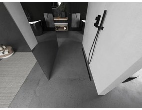 Mexen Kioto, sprchová zástena Walk-In 110 x 200 cm, 8mm sklo vzor zrkadlo, grafitový profil, 800-110-002-66-50