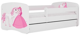 Letoss Detská posteľ BABY DREAMS 180/80- Princezná a koník Ružová S matracom S uložným priestorom