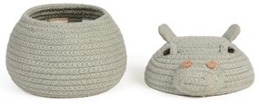 Svetlosivý látkový detský kôš na hračky ø 15x15 cm Mini Henry the Hippo – Lorena Canals