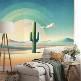 Tapeta pastelová púšť s kaktusom