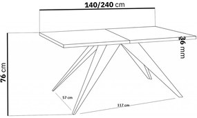 Rozkladací jedálenský stôl MASON čierny mramor Rozmer stola: rozmer 160cm
