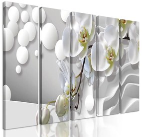 5-dielny obraz kvet orchidey na abstraktnom pozadí