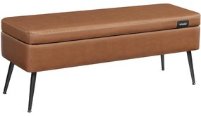 EKHO Úložná lavica, taburet, syntetická koža s prešívaním, karamelová hnedá