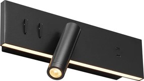 Sada 2 moderných nástenných svietidiel čierna nastaviteľná s USB-C vr. LED - Modric