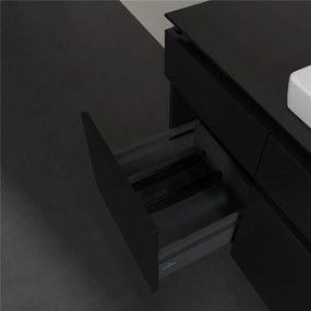 VILLEROY &amp; BOCH Legato závesná skrinka pod umývadlo (umývadlo v strede), 5 zásuviek, 1400 x 500 x 550 mm, Black Matt Lacquer, B68500PD