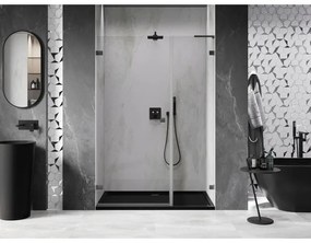 Mexen Lunar-B, L výklopné sprchové dvere ľavé 150 cm, 8mm číre sklo, brúsený grafit profil, 832SL-150-050-66-00-L