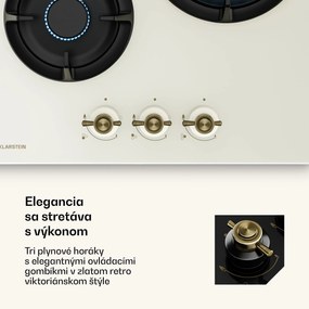 Klarstein Victoria plynová varná doska | 3 hliníkové horáky | kompatibilná na zemný plyn a LPG | 6050 W | 45 cm