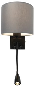 Moderná nástenná lampa čierna so sivým tienidlom - Brescia