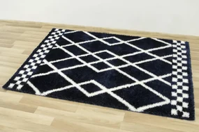 Koberec Boho 656 Romby tmavomodrý / krémový