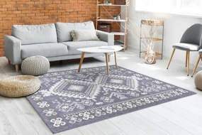 Dywany Łuszczów, Kusový koberec Sion Sisal Aztec 3007 blue/pink/ecru – na von aj na doma, 80x150, modrá, chodba / predsieň