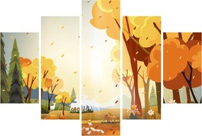Obraz - Jesenná krajina, ilustrácie (150x105 cm)