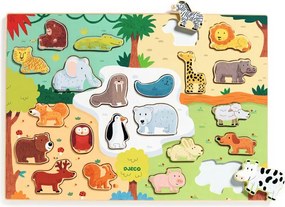 Djeco Drevené vkladacie puzzle: Zvieratká sveta