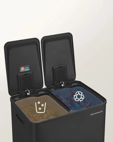 Odpadkový koš s víkem JORDAN 2x30 L černý II