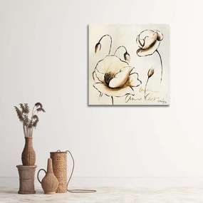 Obraz na plátně Malované květiny béžová - 30x30 cm